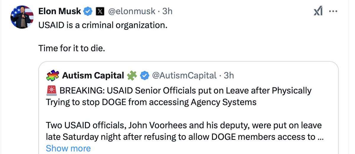 This is a wildly unhinged thing to say about people who have dedicated their lives to: 

-preventing famine
-reducing conflict
-combatting terrorism
-promoting democracy 

The admins obsession with personal  power and grievance is making Americans significantly less safe.