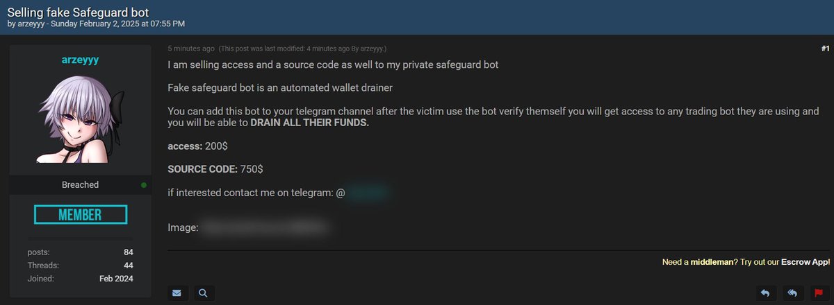 🚨A Threat Actor is Selling Access and Source Code of Safeguard Bot.