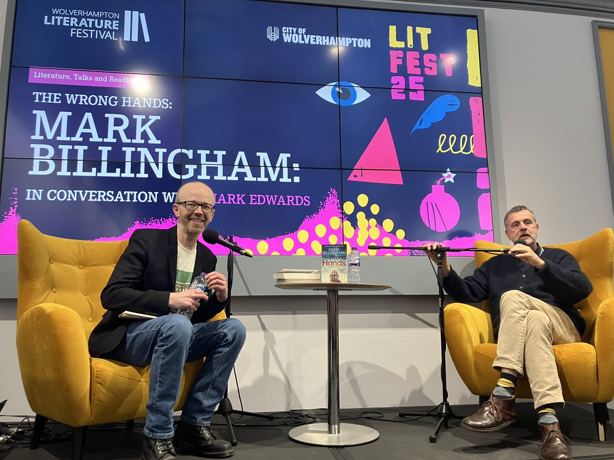 LucyVAndrew's tweet photo. Super event from @MarkBillingham and @mredwards today at @WolvesLitFest at @WolvArtGallery! #WolvesLitFest https://t.co/37xJ8NWJBe