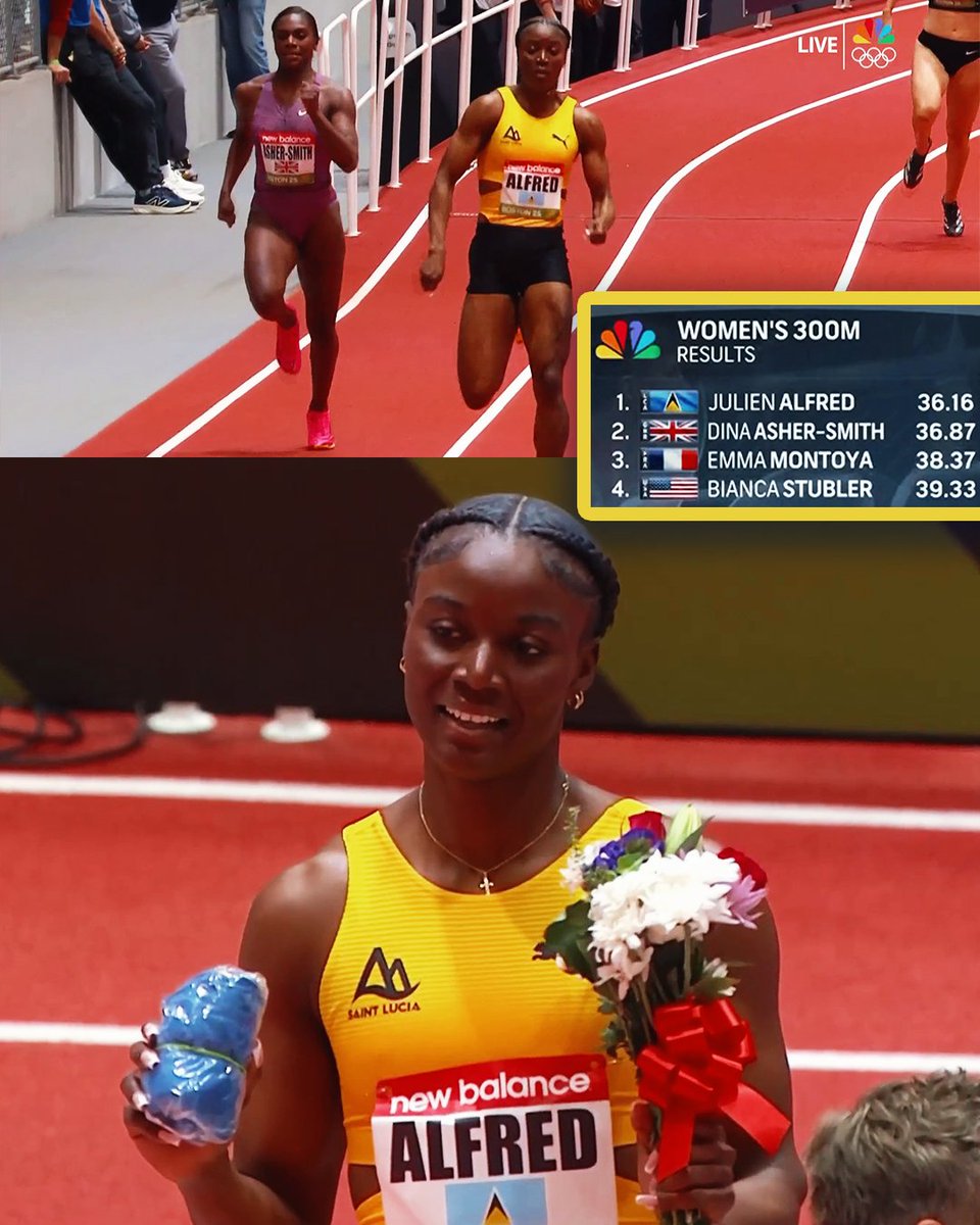 🇱🇨Julien Alfred 36.16 300m national record‼️

Moves her up to the 15th fastest performer in world history