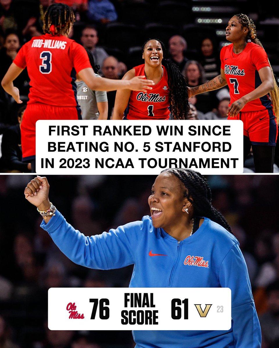 SECNetwork's tweet photo. What a win for Coach @YolettMcCuin and @OleMissWBB 👏 https://t.co/jYs3j9IqfP