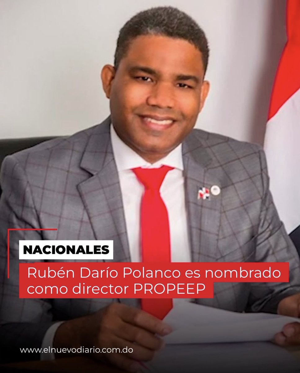 elnuevodiariord's tweet photo. 🗣️¡Nuevo director PROPEEP!👀
#RobertDarioPolanco es nombrado como director general de la Dirección General de Proyectos Estratégicos y Especiales de la Presidencia (@propeepgob).
#EINuevoDiarioRD #Designacion #Nuevo #Director https://t.co/7m3lUTZkRS