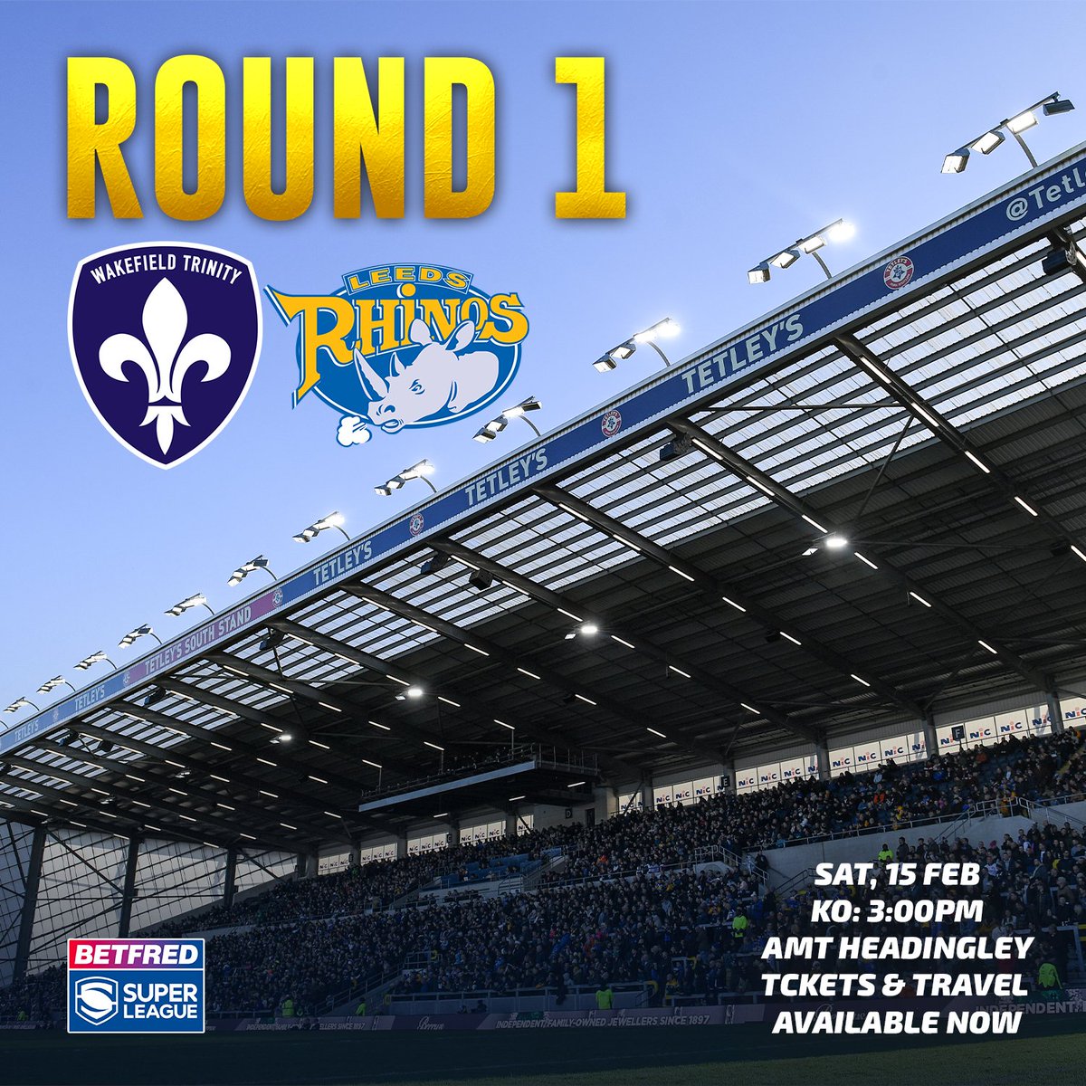 Round 1 is not far away!!

🎟️ Tickets are flying out the shop and there looks to be an army of Trin fans heading to Headingley for our Super League opener!

Have you got yours yet?