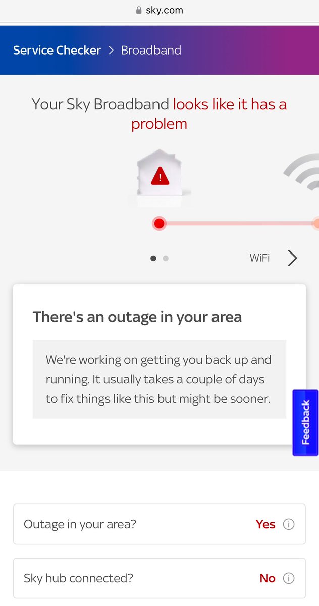 joshlebout's tweet photo. Hey @SkyHelpTeam any idea when our broadband will be back? 
Went down at lunch time today and needed for tomorrow! https://t.co/Kfxu4k3Kod