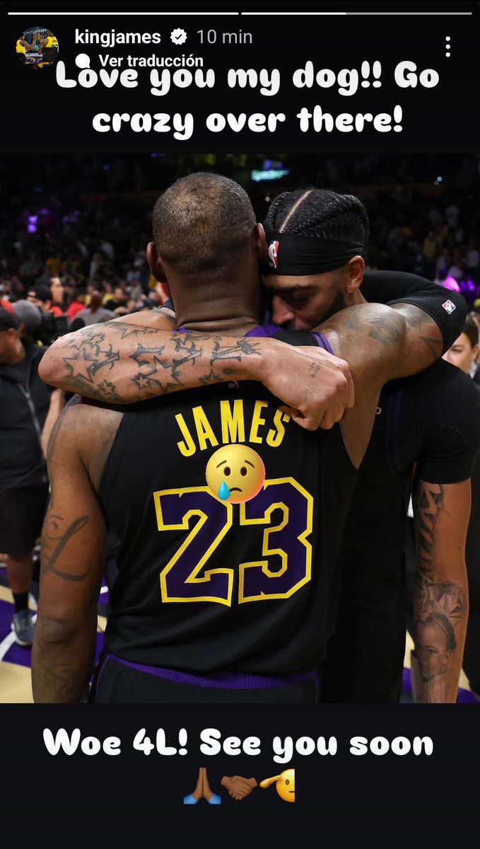 NBALAKERSBLOG's tweet photo. LeBron se despide de AD en Instagram y le desea lo mejor en Dallas. https://t.co/qe43p4B6d8