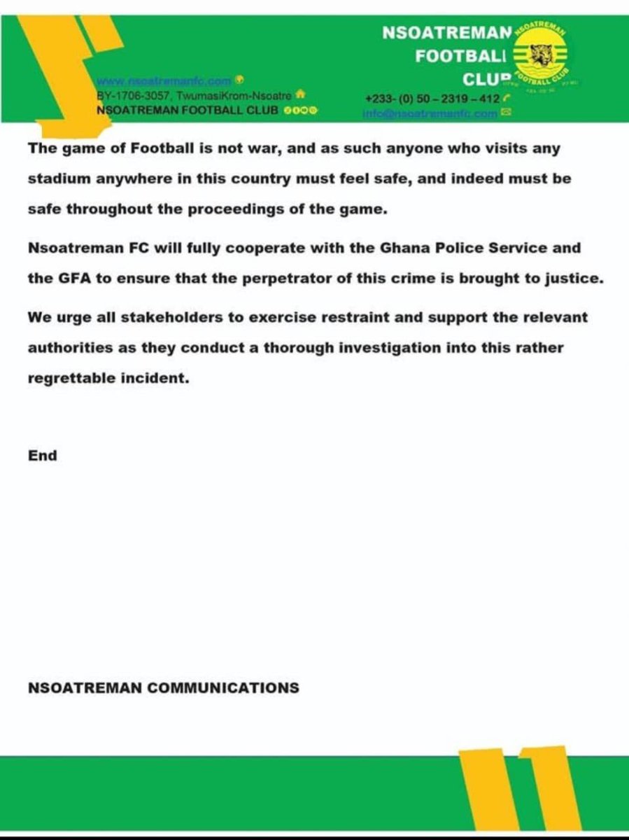 Asempa947_FM's tweet image. Nsoatreman  FC commiserate with Asante Kotoko and condemns act of violence at their stadium 

#AsempaSports #AdomSports