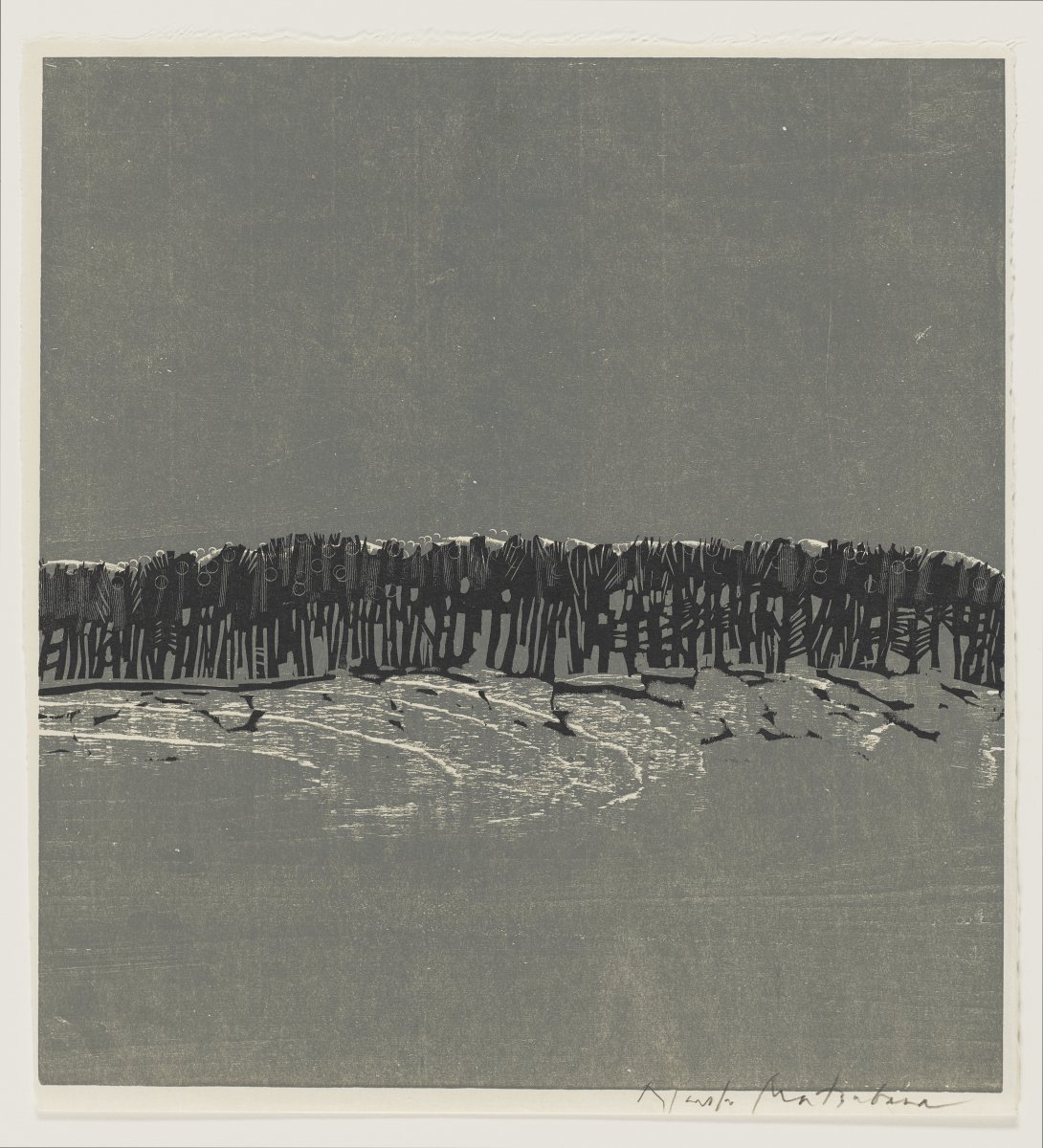 🌨️ Watching the forecast and envisioning a serene winter landscape.
—
Matsubara Naoko (Japanese, active Canada, born 1937), “Winter Pond,” from the portfolio “Solitude,” 1971. Color woodcut print. Gift of Marge Riley, 88.22.5 © 1971 Matsubara Naoko