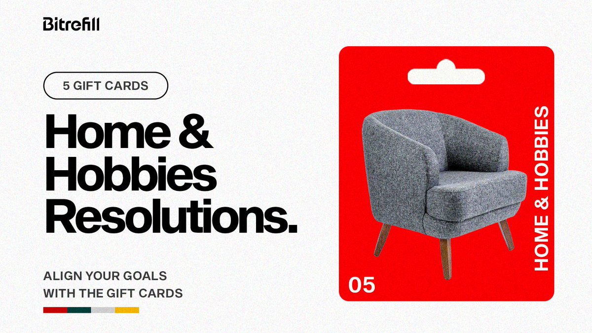 bitrefill's tweet photo. 5 gift cards for your Home and Hobbies Resolutions in 2025. 

🧵👇 https://t.co/ey6Z6euie7