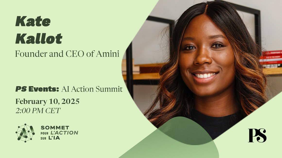 Register now for our upcoming #AIActionSummit event, and tune in on February 10 to watch live as <a href="/AminiTech/">Amini</a> founder <a href="/KateKallot/">Kate Kallot</a> and others discuss the future of AI governance. Click the link for more. (bit.ly/4hvtalV) #PSEvents