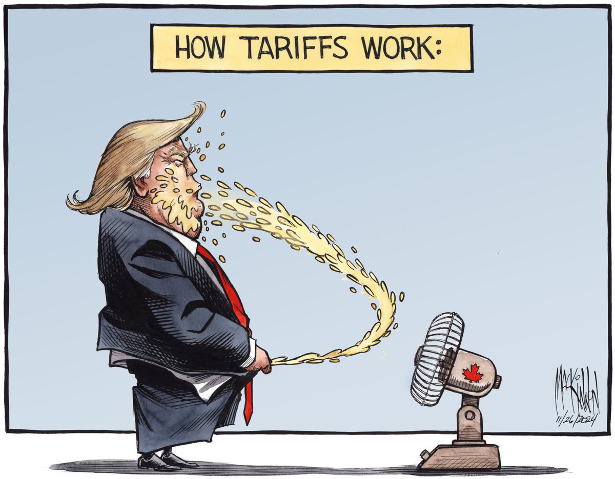 Bruce MacKinnon (@ch_cartoon) on Twitter photo I drew this last November 26th knowing full well no self-respecting family newspaper in the country would be likely to print it. I was right. But given the events of this weekend, I’m gonna to let ‘er rip anyway.
#USA #Canada #tariffs <a href="/realDonaldTrump/">Donald J. Trump</a> I drew this last November 26th knowing full well no self-respecting family newspaper in the country would be likely to print it. I was right. But given the events of this weekend, I’m gonna to let ‘er rip anyway.
#USA #Canada #tariffs <a href="/realDonaldTrump/">Donald J. Trump</a>