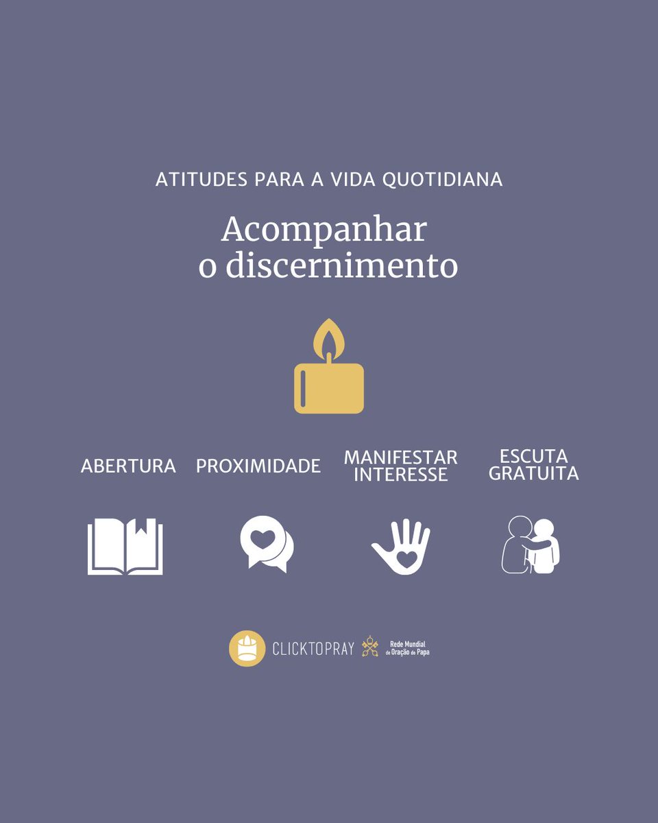clicktopray_pt's tweet image. ➡️Para rezar a intenção de oração do mês com o Papa, propomos-te que adoptes algumas atitudes que te ajudam a aprofundar a tua oração.

👇Estas #atitudes são uma forma de integrar a intenção de oração na tua vida quotidiana.