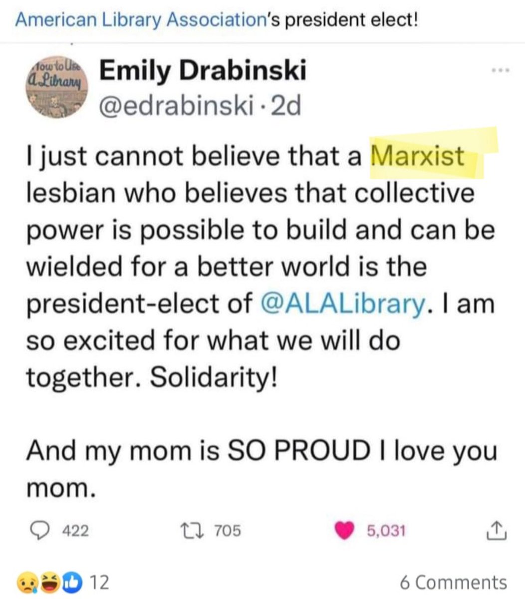 OccupyLibraries's tweet photo. @elonmusk This is like American Library Association, training school librarians to indoctrinate school children with Marxism, using YOUR tax dollars, that infects millions of children.
https://t.co/MjFab2EkAG https://t.co/QEwgHrxdnx