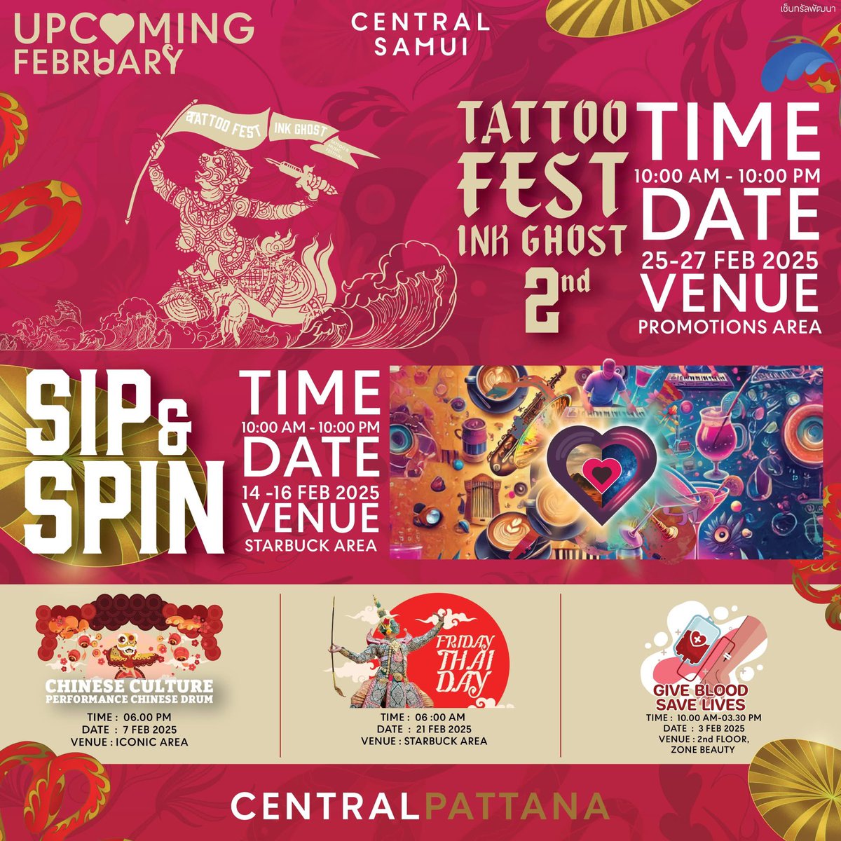 CentralSamui's tweet photo. 💖 FEBRUARY HIGHLIGHTS AT CENTRAL SAMUI! 💖
#เซ็นทรัลสมุย #Samui #TravelThailand https://t.co/8MWWTumKWO