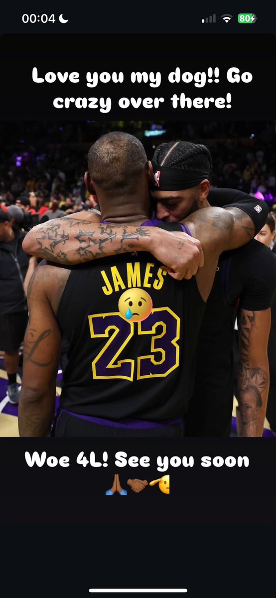 Le message de LeBron pour Anthony Davis…😢:

“Je t’aime mon frère, déchire tout là bas, on se voit bientôt ”

Brother for Life❤️
