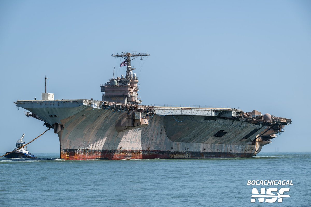 Former USS John F. Kennedy (CV 67) aircraft carrier being towed into Brownsville, Texas for scrapping - February 2, 2025 #ussjohnfkennedy #cv67

SRC: TW-<a href="/BocaChicaGal/">Mary</a>