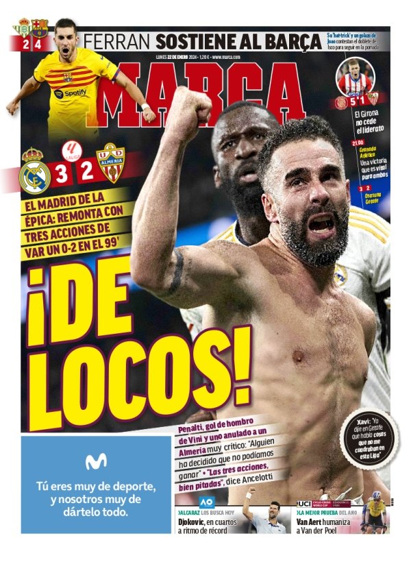 IvaanBlanco26's tweet image. "Es el mayor error en años".

Ah, pero la portada después del Madrid-Almería del año pasado era "de locos".

Qué vergüenza, por favor.