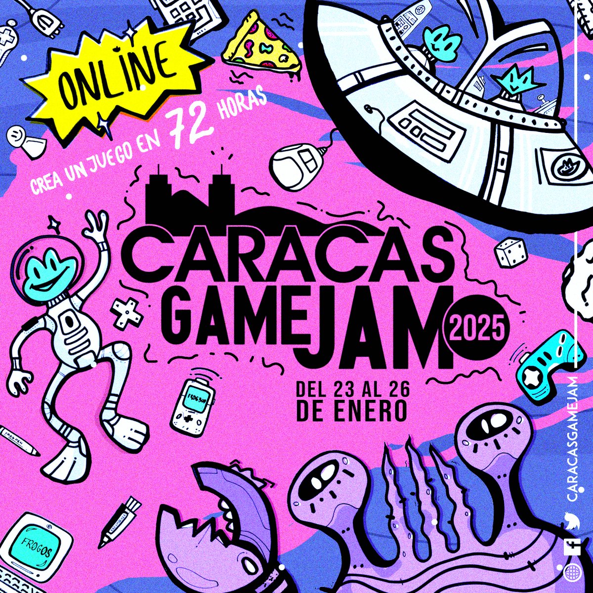 El Caracas Game Jam 2025 reunió a 86 participantes entre el 23 y el 26 de enero, y entregaron 23 juegos. Parte del Global Game Jam, los participantes fueron parte de un jam con más de 700 sedes repartidas en 97 países. En el hilo 🧵 verás un video con el gameplay de los juegos.