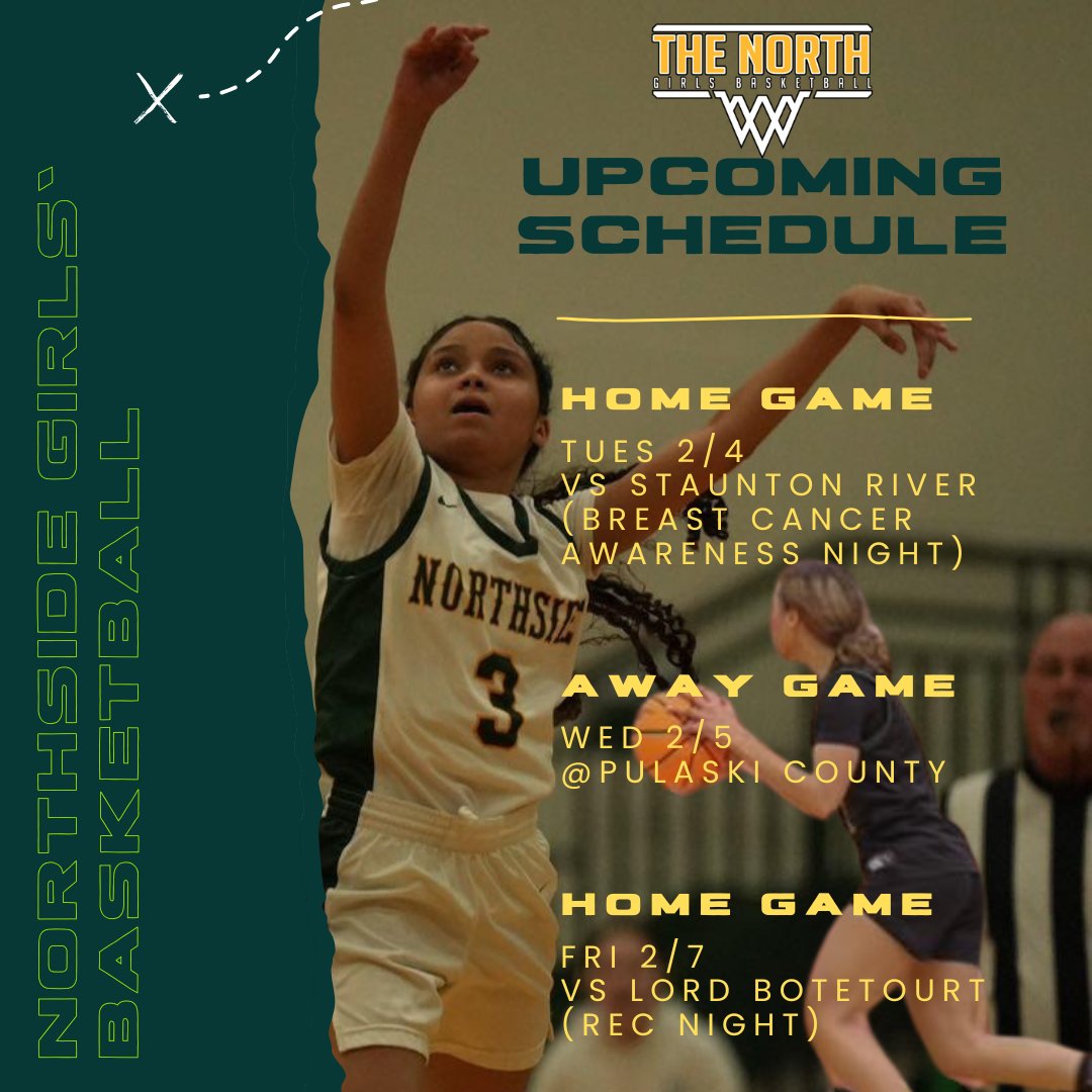 Northside_GBB's tweet photo. 3 more games this week as we continue our chase for a spot in the Blue Ridge District tournament and the Region 3D playoffs! 

Go Vikings!
#100%everywhere
#TheNorth 
#Family https://t.co/HqOUNVfy3R
