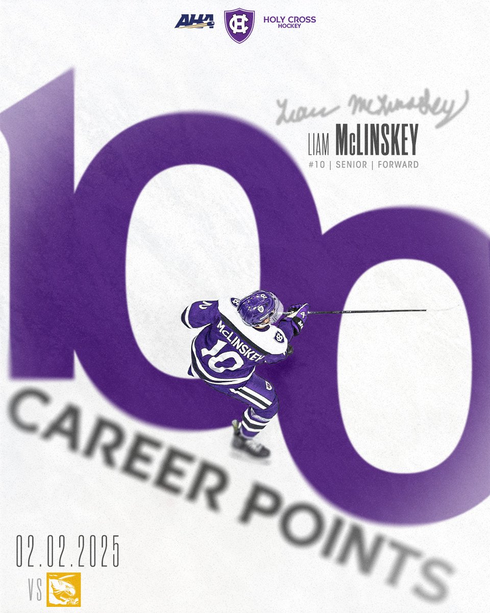 HCrossMHockey's tweet photo. With his first goal today, Liam McLinskey became the first Crusader since 2018 to reach the 100 career points mark!

#GoCrossGo | @liamm1313 https://t.co/qrlZm7NAmT
