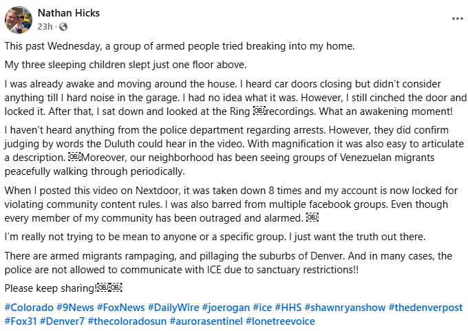 libsoftiktok's tweet photo. HOLY SHLIT. A resident in Denver, CO reportedly captured video of armed migrants attempting to break into his home in the middle of the night.

Democrats turned Denver into a Sanctuary City. https://t.co/4Sqb9rBleV