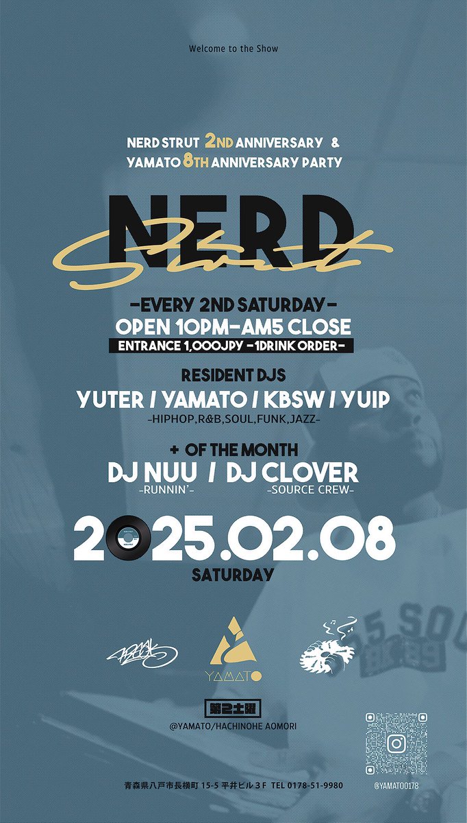お陰様で、
YAMATO8周年+NERD STRUT2周年、
多彩なMUSICと仲間と共に
お待ちしております🙌