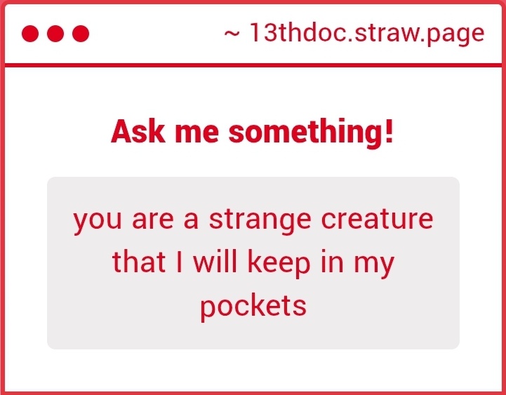 the_13thdoc's tweet photo. Aww why thank you ! Though I fear I don't think i would fit in your pocket, and I have a lot of planets to help out ! https://t.co/aGpGcnD36S