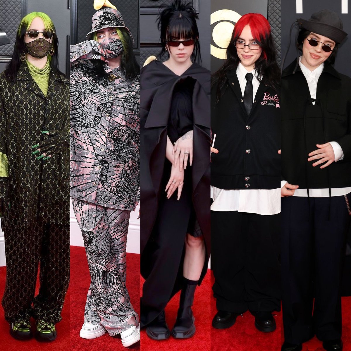 InfoBillieBR's tweet photo. 🚨MISERICÓRDIA! Confira os looks de Billie Eilish usando nas cerimônias do #Grammys. Qual seu favorito? https://t.co/9n2fA1guG3