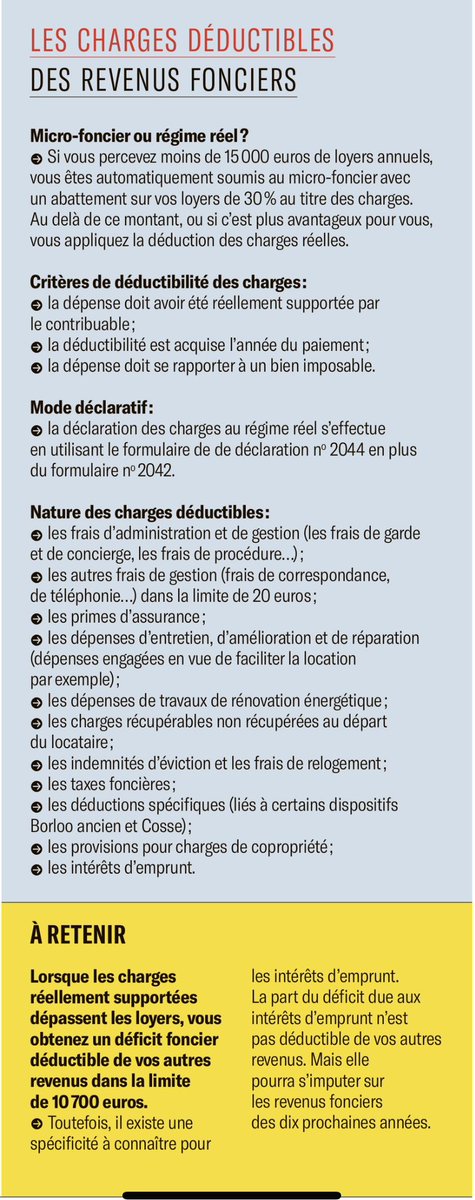 #immobilier : LES CHARGES DÉDUCTIBLES DES REVENUS FONCIERS