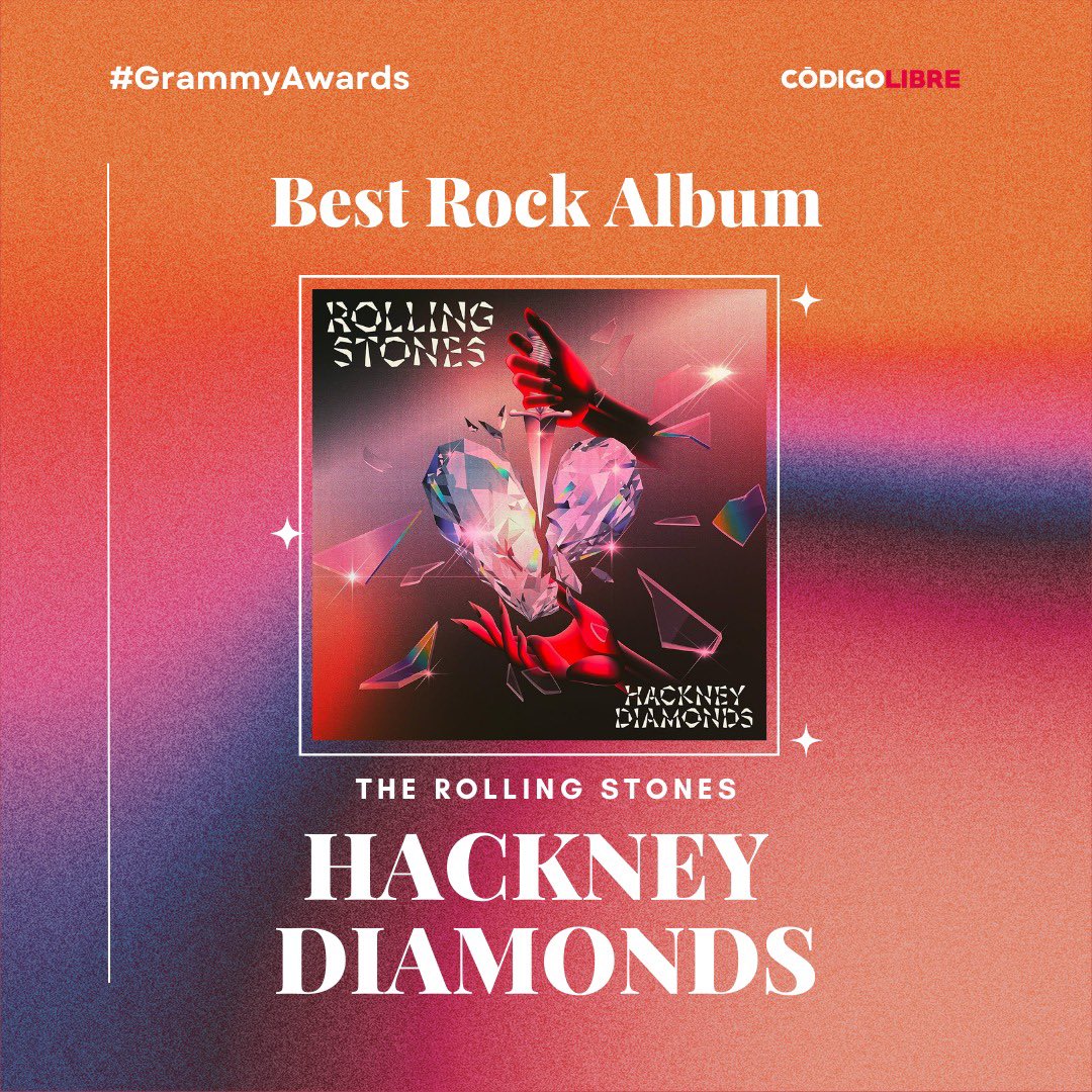 CodigoLibreR's tweet photo. #Música || 🎶🏆 “Hackney Diamonds” de The Rolling Stones se lleva el GRAMMY en la categoría Best Rock Album. Un álbum legendario que reafirma el poder y la influencia de la banda en la historia del rock. 🎸🔥 #GRAMMYs2025 #TheRollingStones #HackneyDiamonds https://t.co/qQeWLZ56eA