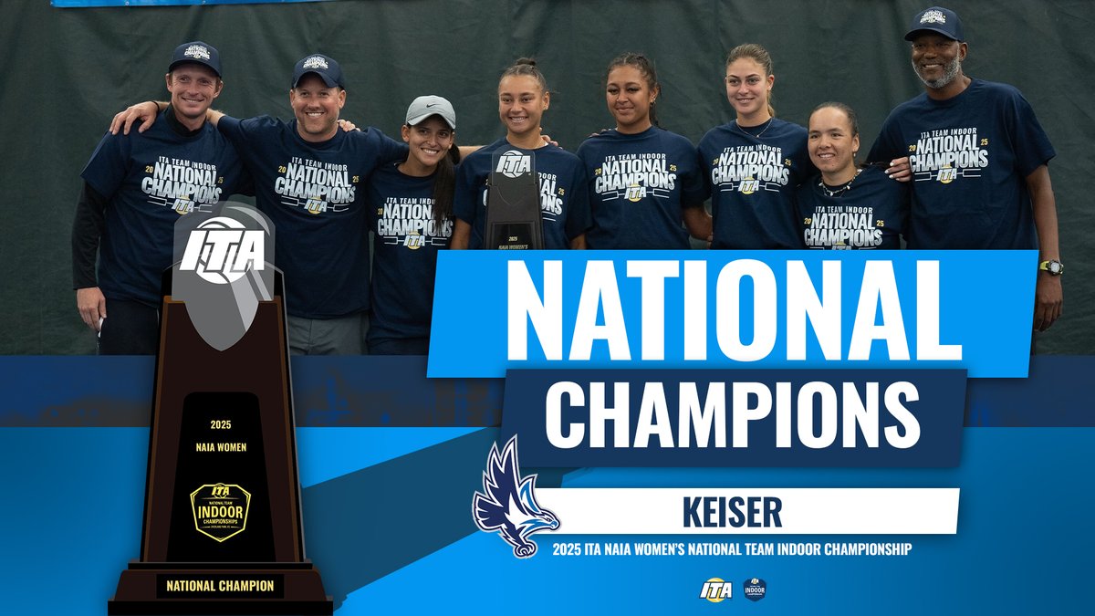 The Seahawks Are National Champions 🏆

Keiser takes down Georgia Gwinnett to claim the 2025 ITA NAIA Women's Team Indoor Championship! 

#WeAreCollegeTennis | #ITAIndoors
