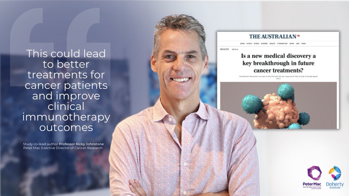 Peter Mac Cancer Centre (@petermaccc) on Twitter photo In the media over the weekend, groundbreaking research from Peter Mac & <a href="/TheDohertyInst/">Doherty Institute</a> has uncovered a new way to enhance the immune system’s ability to fight cancer.
Work at Peter Mac led by <a href="/JohnstoneRicky/">Ricky Johnstone</a> and Dane Newman. More via <a href="/australian/">The Australian</a> or here: petermac.org/about-us/news-… In the media over the weekend, groundbreaking research from Peter Mac & <a href="/TheDohertyInst/">Doherty Institute</a> has uncovered a new way to enhance the immune system’s ability to fight cancer.
Work at Peter Mac led by <a href="/JohnstoneRicky/">Ricky Johnstone</a> and Dane Newman. More via <a href="/australian/">The Australian</a> or here: petermac.org/about-us/news-…