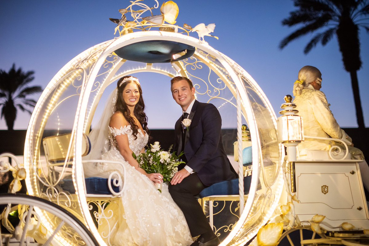 DisneyWedCast's tweet photo. Dreaming of Cinderella's Glass Coach at your Disney wedding? Learn how much it costs on page 149 of the Fairytale Weddings Guide. And get money-saving tips so you can afford it on this week's episode of the Disney Wedding Podcast. https://t.co/IyL0cDxgeL https://t.co/5pmcPv4Z9B