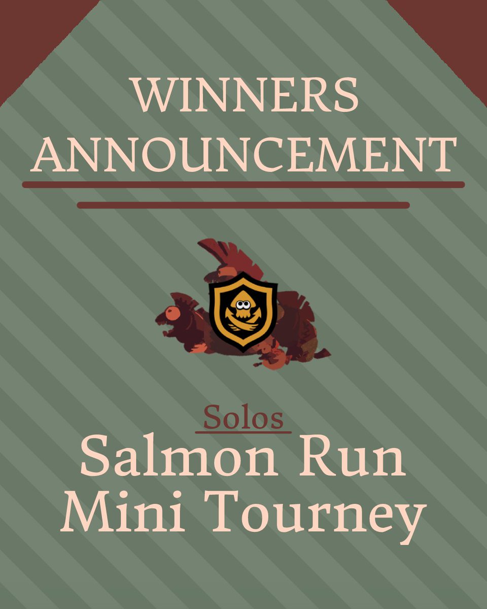 🌟WINNERS ANNOUNCEMENT🌟
 
Thank you to everyone who participated in the Salmon Run Mini Tourney!! ❤️
<a href="/StormySeaK/">Stormy</a> and I are really grateful for all the support we received in getting the Tournament Manager badge! 

Now let check out the winners in this thread! 🧵