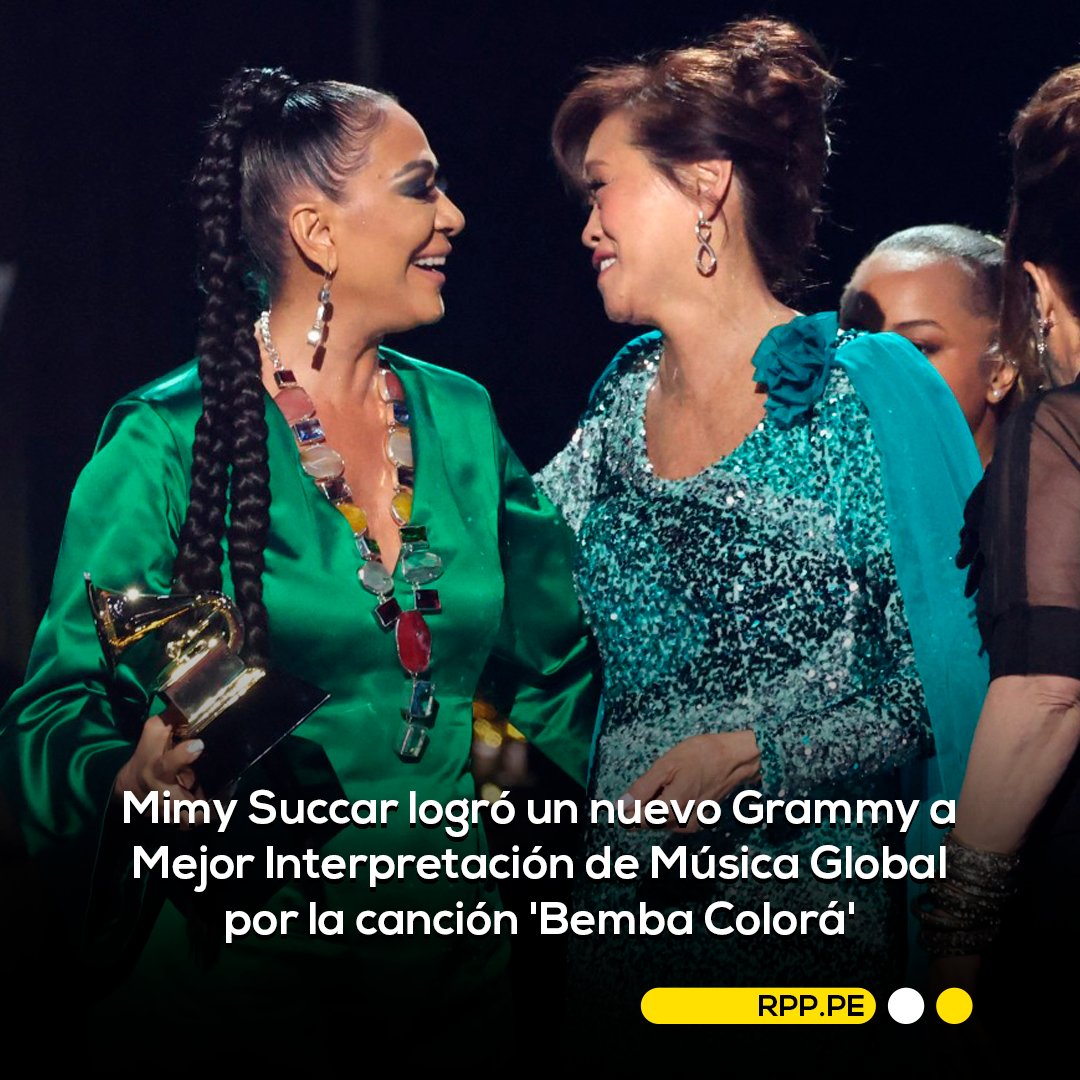 RPPNoticias's tweet photo. 🏆🎶 ¡Uno más para la historia! Mimy Succar se lleva otro Grammy a Mejor Interpretación de Música Global por Bemba Colorá 🎤🔥

¡La música peruana sigue brillando en el mundo! 🌎🎶 #MimySuccar #TonySuccar #Grammy2025 #OrgulloPeruano #BembaColorá #MúsicaLatina https://t.co/8tPcWZeBoT