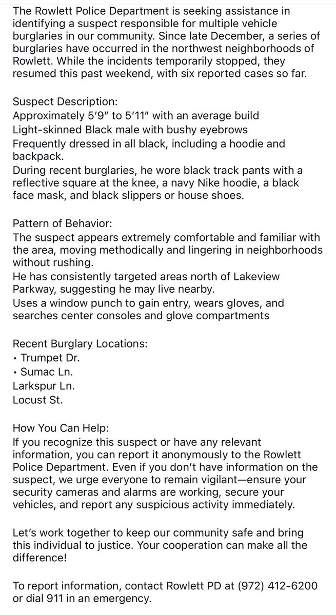 Rowlett Police Department tweet media