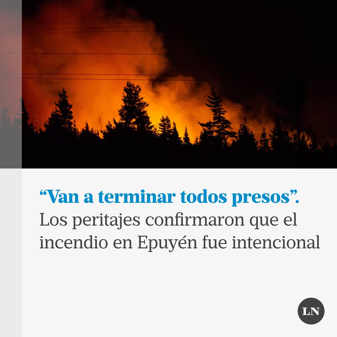 La Policía Federal Argentina confirmó que el incendio en la localidad de Epuyén, que ya arrasó con 3600 hectáreas de bosques y pastizales, y que afectó a 76 viviendas, fue intencional, por Luján Berardi (<a href="/LujanBerardi/">Lujan Berardi</a>)
lanacion.com.ar/sociedad/van-a…