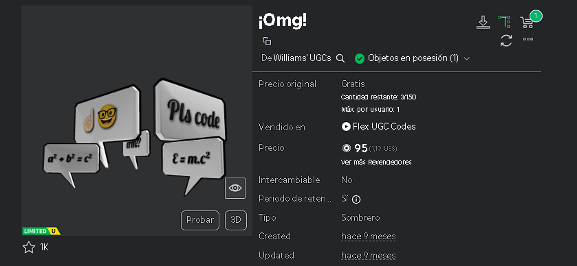 🚨Sorteo De 3 UGC Limited Gratis I Termina 5 de febrero 2025🚨

🗒️REQUISITOS:
1️⃣ Dar Me Gusta El Tweet.
2⃣ Retwittear El Tweet.
3⃣ Seguir a <a href="/UgcNoticias_/">📰 Noticias Roblox y UGC ➤</a> / <a href="/DevWilliamsRBLX/">Williams 🦖</a>
4⃣ Menciona a un amigo

➤roblox.com/es/games/15108…
➤roblox.com/es/catalog/172…
#Roblox #RobloxDev