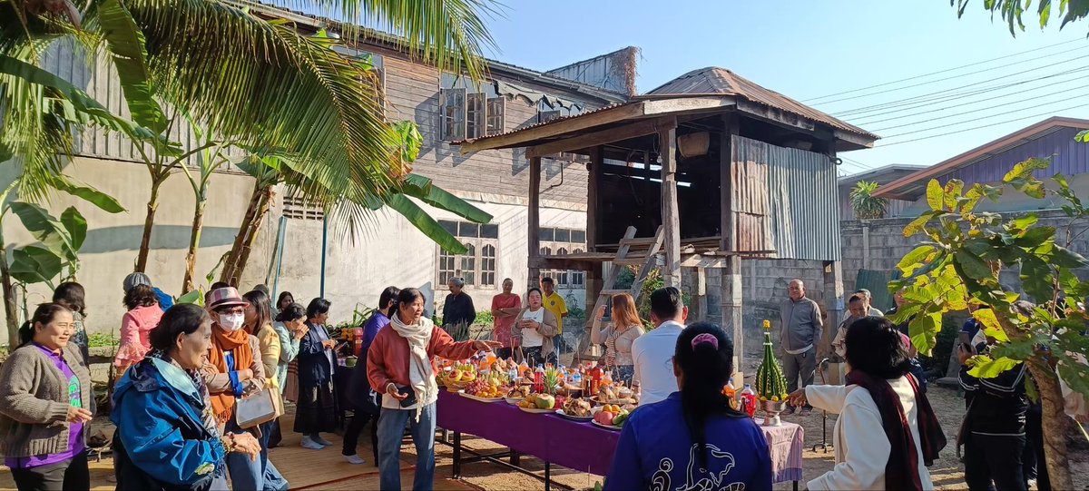 OOSA_Architect's tweet photo. The Wai Prakam ceremony is a ceremony to pay respect to the ancestors of the elephant keepers' families. Relatives from all over the world will gather at the family's elephant shrine https://t.co/Rg41RjYxSm