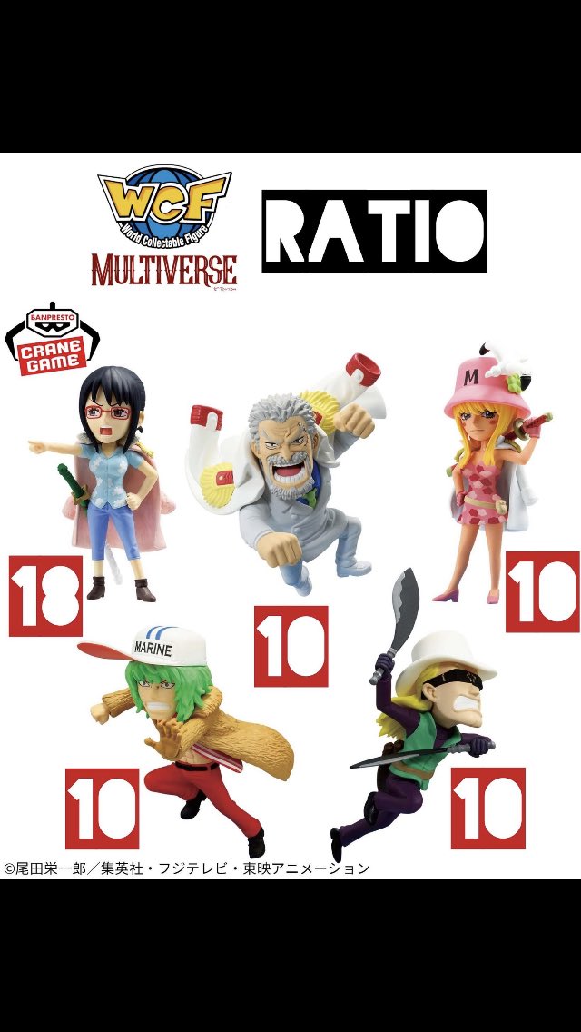 tokugawa77's tweet photo. 📊 RATIO (Japan Game Center Release)

One Piece WCF Hachinosu Volume 2
Release Date: February 6th, 2025

18 Tashigi
10 Garp
10 Kujaku
10 Prince Grus
10 Helmeppo

#Banpresto #WCFMultiverse #WorldCollectableFigure #ワーコレ
#ワールドコレクタブルフィギュア #WCF #OnePiece https://t.co/ZMjFvtlxKq