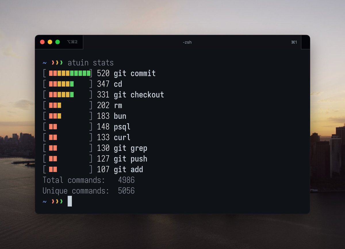 Set up a new CLI tool for history search and management called <a href="/atuinsh/">Atuin</a>. Will take some getting used to, I'm sure, but I think it'll pay off.