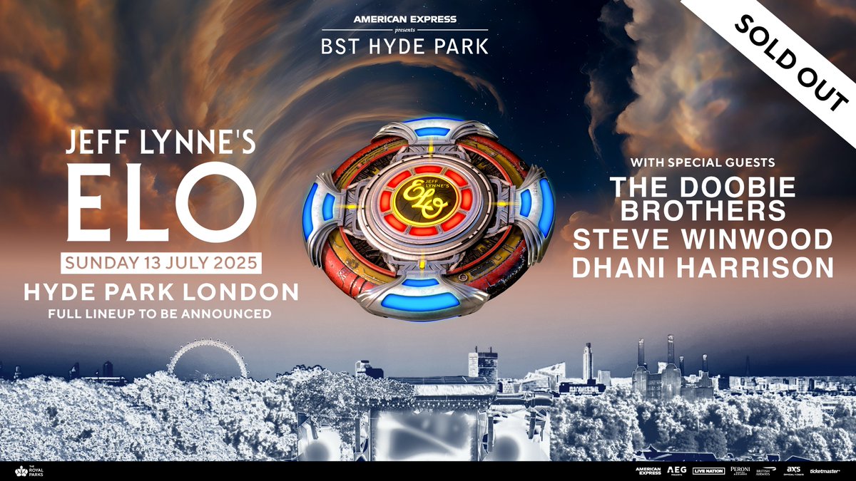 Jeff Lynne's ELO (@jefflynneselo) on Twitter photo We’re excited to share that our final performance at <a href="/BSTHydePark/">BST Hyde Park</a> will be joined by <a href="/TheDoobieBros/">The Doobie Brothers</a>, <a href="/SteveWinwood/">Steve Winwood</a>, and <a href="/DhaniHarrison/">Dhani Harrison</a>. It’s going to be an unforgettable night, and we can’t wait to see you there. 🛸 We’re excited to share that our final performance at <a href="/BSTHydePark/">BST Hyde Park</a> will be joined by <a href="/TheDoobieBros/">The Doobie Brothers</a>, <a href="/SteveWinwood/">Steve Winwood</a>, and <a href="/DhaniHarrison/">Dhani Harrison</a>. It’s going to be an unforgettable night, and we can’t wait to see you there. 🛸