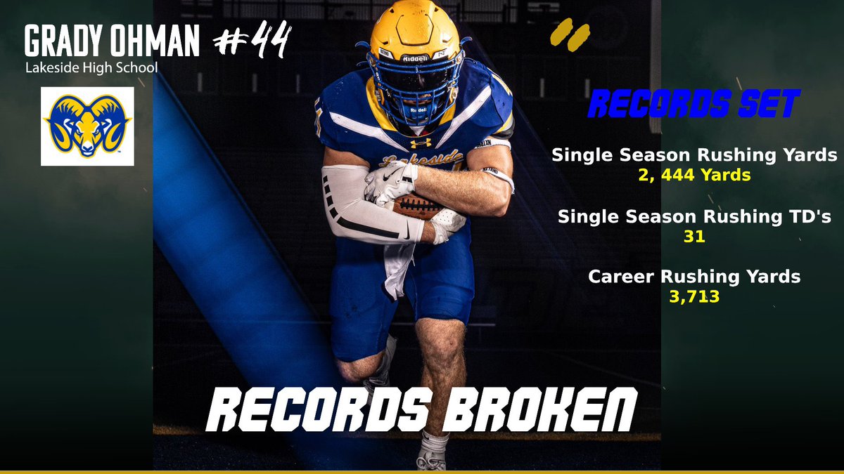 This kid rushed for over 2400 yards in a single season . He proved week in and week out he was one of the top backs in the state . He’s left  a legacy of grit and determination and broke records in the process .  #44 will always be remembered as the workhorse!