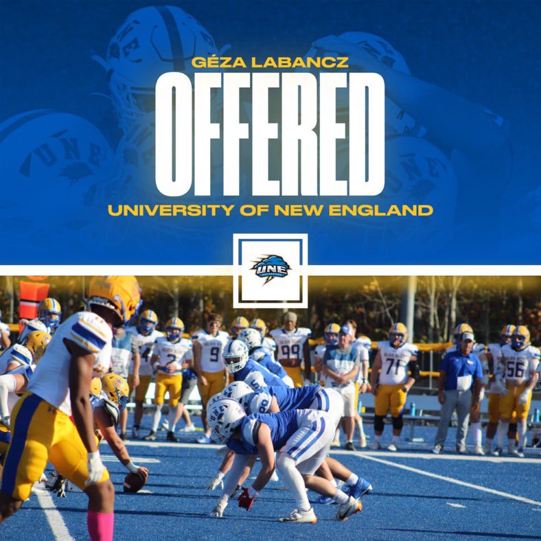 GezaLabancz's tweet image. Had an amazing time visiting UNE this weekend. Thank you @ABelnavis_ @CoachLichten for hosting me and greatful for the offer. @GridironImports @Trenches_101_X