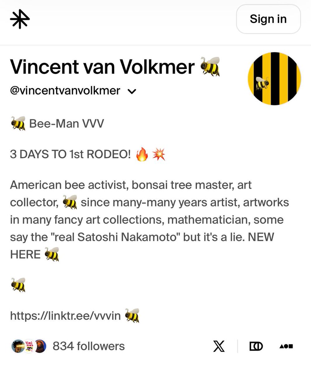 VolkmerArt's tweet photo. 🐝 I'm on rodeo now! To me it's the most beautiful rodeo account ever? What do you thin?
https://t.co/31LzjXlcEg
#vincentvanvolkmer #beeman #bee #beeartist #rodeonft #mrbee https://t.co/gJXoKi0xUU