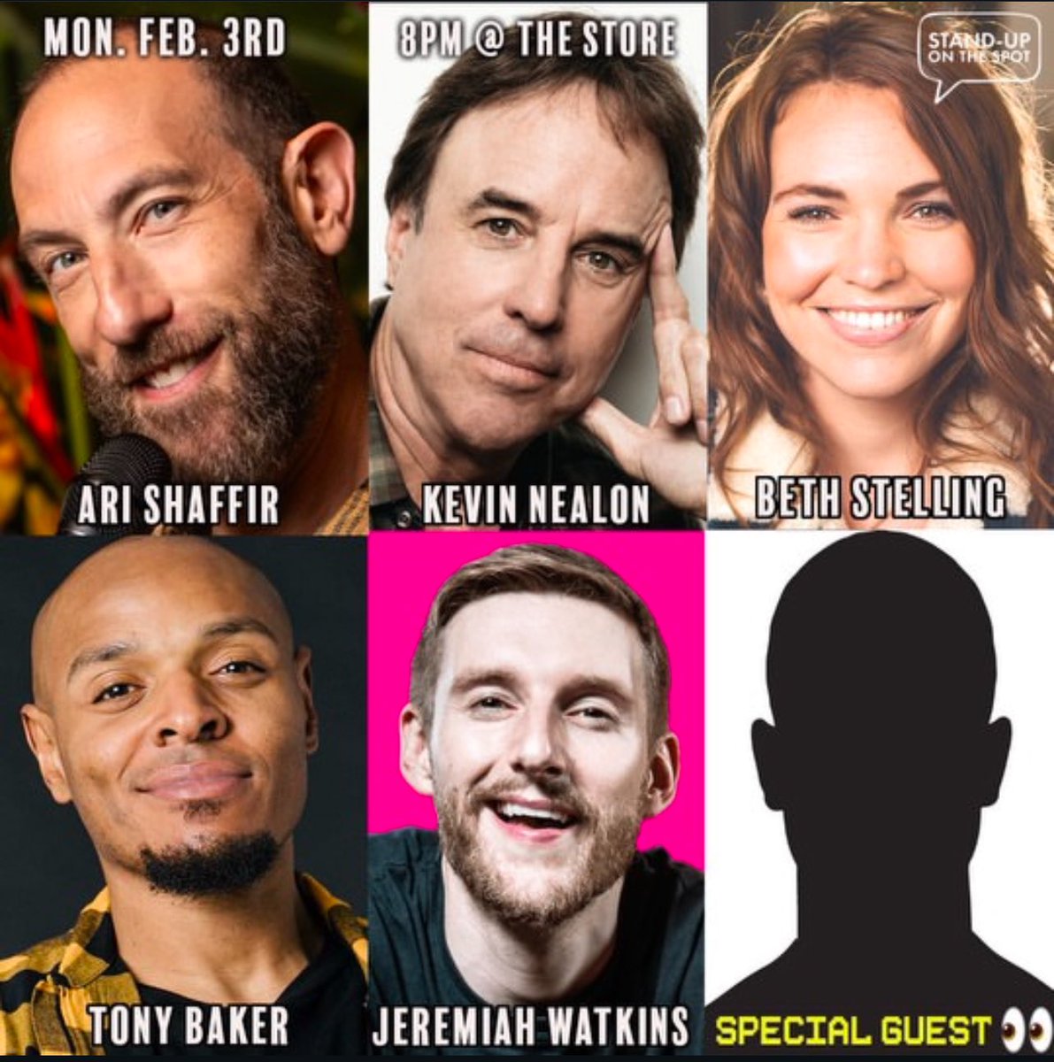 TOMORROW MONDAY FEB 3rd

Stand Up On The Spot has a crazy line up. Show’s at 8PM 

Tickets here: showclix.com/event/on-the-s…