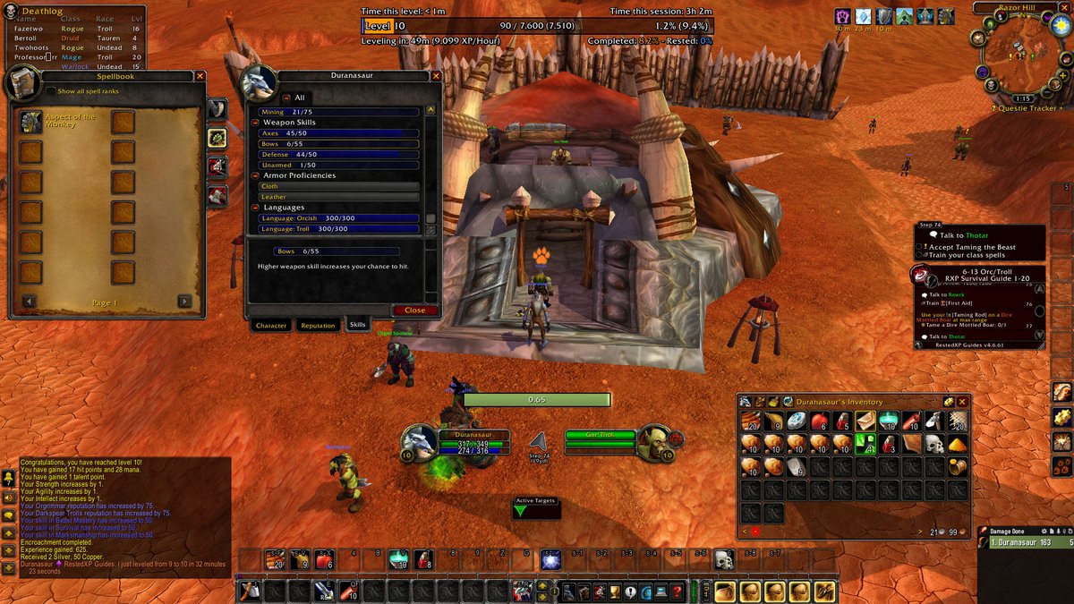 Made it to level 10 on the hardcore melee only hunter. Now I can officially begin the real challenge melee only, no pet, solo self found! #worldofwarcraft #warcraft #classichc