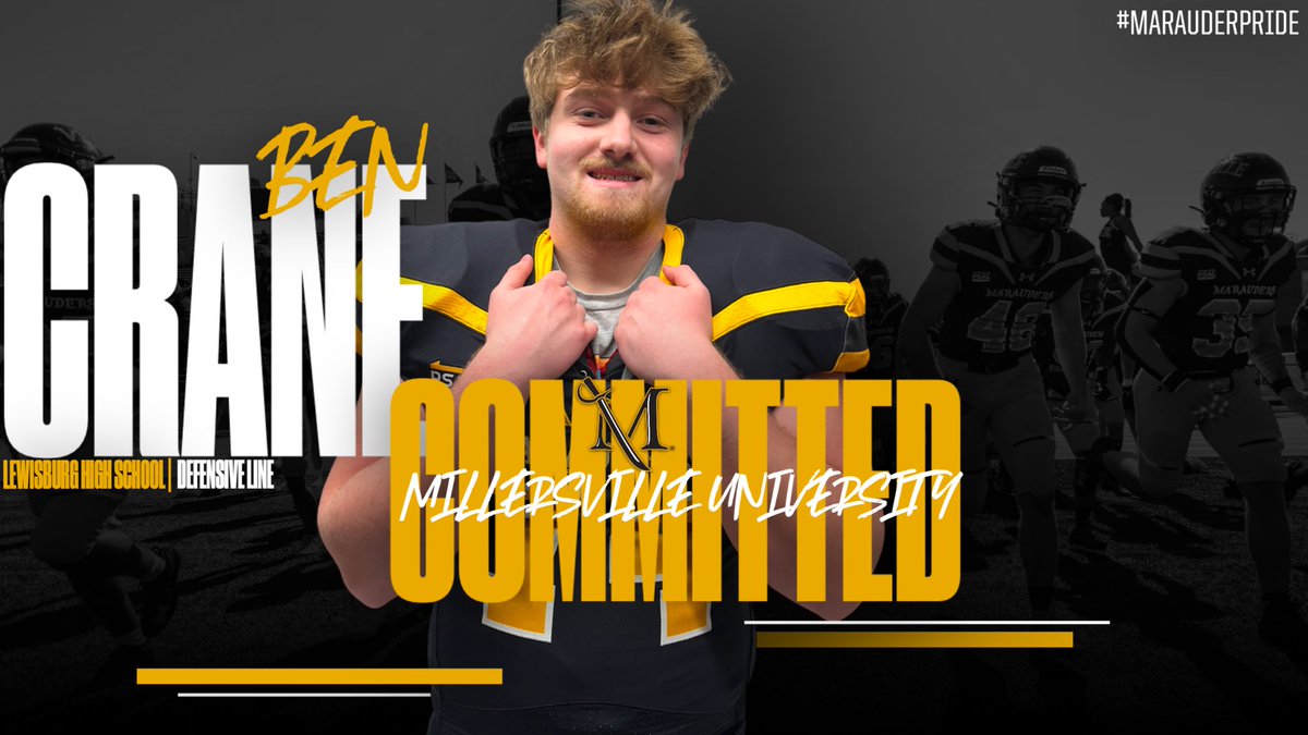 Ben Crane (@bcrane25) on Twitter photo Excited to announce that I will be continuing my athletic and academic career <a href="/VilleMarauders/">Millersville Marauders</a> .
<a href="/coach_shaef/">Brad Shaeffer</a> <a href="/Coachjcmorgan/">JC Morgan</a> <a href="/VILLEfb/">VilleFootball</a> <a href="/CoachBattenberg/">Coach Dean Battenberg</a> <a href="/Ewicks021/">Eric Wicks</a> <a href="/Coach_Newc/">Drew Newcomb</a> <a href="/Coach_Like/">Luke Smith</a> Excited to announce that I will be continuing my athletic and academic career <a href="/VilleMarauders/">Millersville Marauders</a> .
<a href="/coach_shaef/">Brad Shaeffer</a> <a href="/Coachjcmorgan/">JC Morgan</a> <a href="/VILLEfb/">VilleFootball</a> <a href="/CoachBattenberg/">Coach Dean Battenberg</a> <a href="/Ewicks021/">Eric Wicks</a> <a href="/Coach_Newc/">Drew Newcomb</a> <a href="/Coach_Like/">Luke Smith</a>