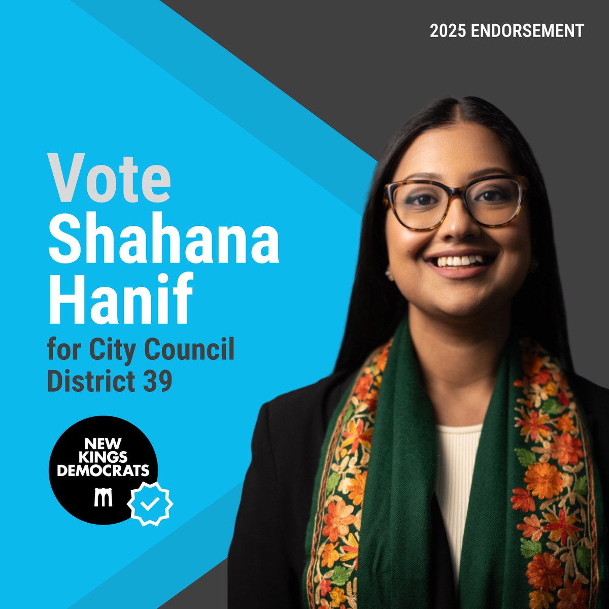 New Kings Democrats (@newkingsdems) on Twitter photo ✅NKD endorses <a href="/ShahanaFromBK/">Shahana Hanif</a> for re-election in City Council District 39!
✨ Shahana has been a tireless advocate for her Brooklyn constituents and is a champion for affordable housing, child care, and education ✅NKD endorses <a href="/ShahanaFromBK/">Shahana Hanif</a> for re-election in City Council District 39!
✨ Shahana has been a tireless advocate for her Brooklyn constituents and is a champion for affordable housing, child care, and education