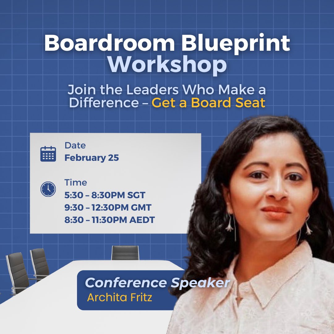 We’re thrilled to welcome Archita Fritz to the Boardroom Blueprint Workshop on 25th February 2025! Archita is a Top 100 Product Marketing Voice 📈, a Fractional Leader, and an expert in helping PE-backed CEOs bridge strategy and execution to achieve exceptional growth 🚀.

With a