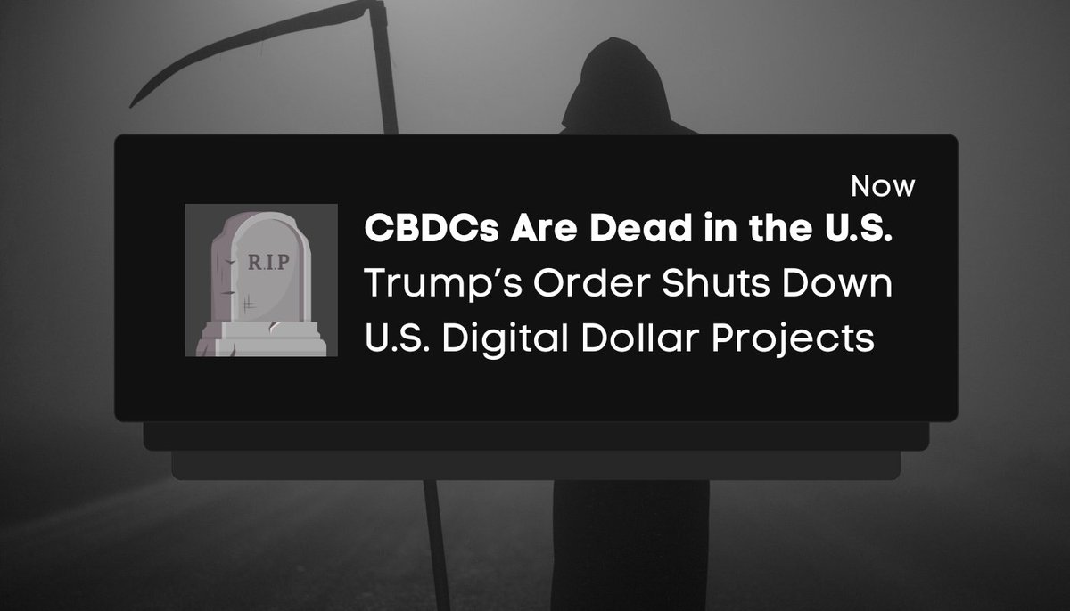 🚨 CBDCs are Dead in the US 🚨

On Jan 23, 2025, Trump terminated all US agency involvement in CBDC projects with the "Strengthening American Leadership in Digital Financial Tech" Executive Order.

Key US-backed CBDC projects now in limbo:
🔹 OpenCBDC (MIT &amp; Boston Fed)
🔹
